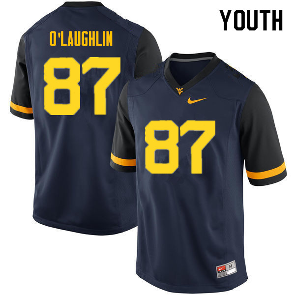 NCAA Youth Mike O'Laughlin West Virginia Mountaineers Navy #87 Nike Stitched Football College Authentic Jersey PH23Z30NZ